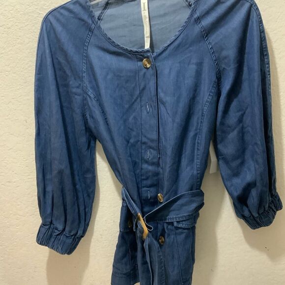 I by Iris Setlakwe denim blue belted size 6 - Picture 2 of 10